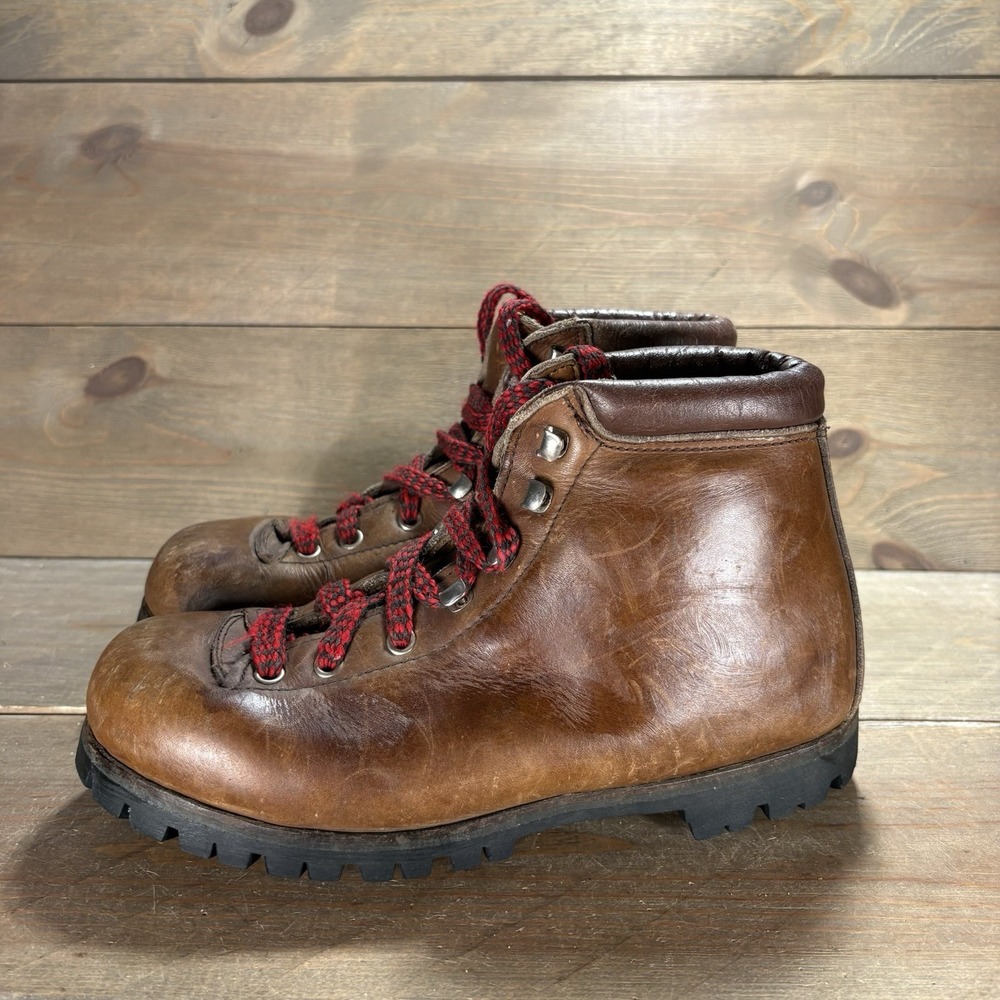 vintage ems womens size 7 shoes brown leather mountaineering hiking boots